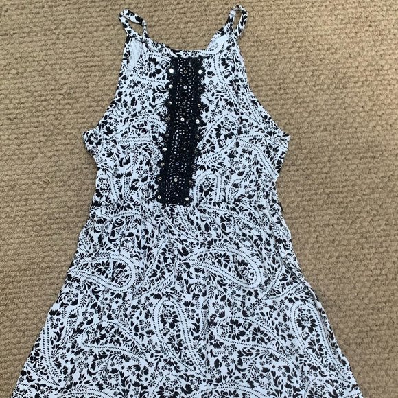 🇨🇦🍁 Gorgeous Black and White Paisley Girls Dress by Justice Sz 10🇨🇦 - Picture 1 of 7